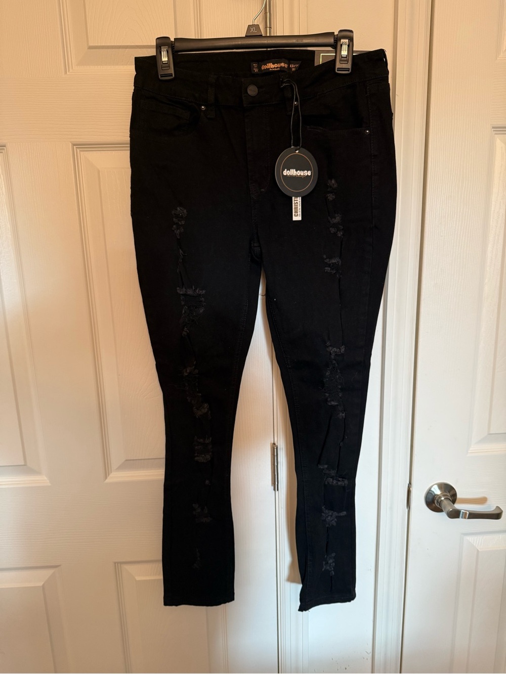 Dollhouse Black Distressed Skinny Jeans for Women - Slim Fit